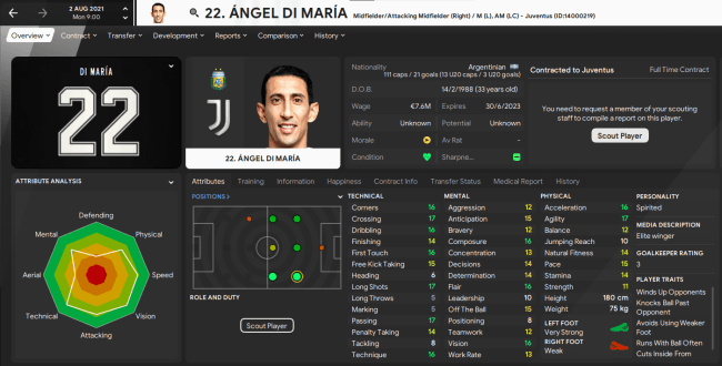 Ángel Di María — screenshot from the original FMPR0 transfer update