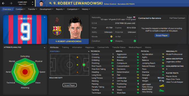 Robert Lewandowski — screenshot from the original FMPR0 transfer update